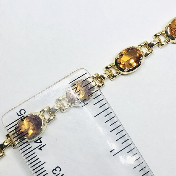 Vintage Sterling Silver Gold Clad Yellow Citrine Bracelet 6 3/4” - Picture 7 of 8